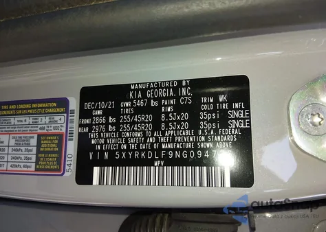 2022 Kia Sorento Sx z USA, uszkodzony, nr VIN 5XYRKDLF9NG094776